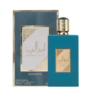 Ameer Al Arab Imperium Asdaf perfume oriental en frasco azul con estuche elegante